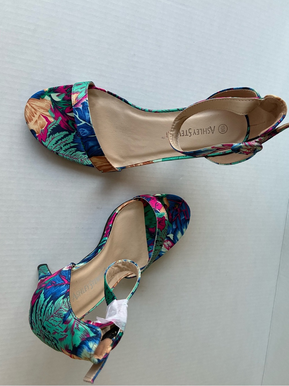 Multicolor Floral Ankle-Strap Heels